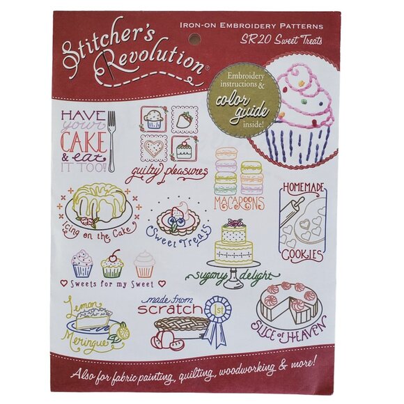 VTG Iron On Embroidery Patterns Stitcher's Revolution SR20 Sweet Treats T Shirts - Picture 1 of 2